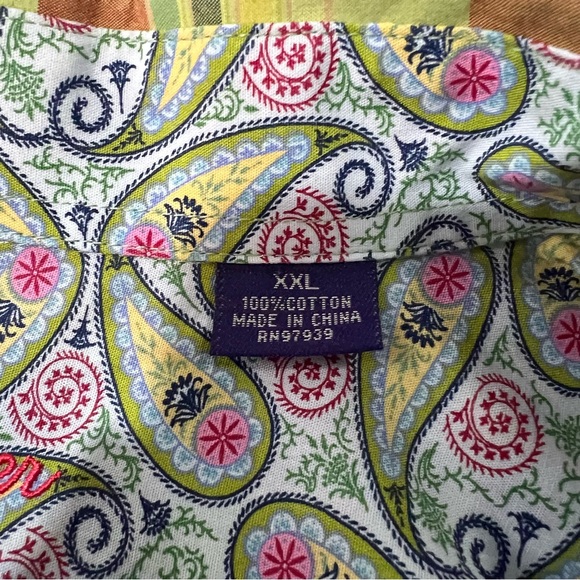 Alan Flosser Rainbow Plaid Button Down Paisley Inside Cuffs & Collar Back Pleat - Picture 5 of 7